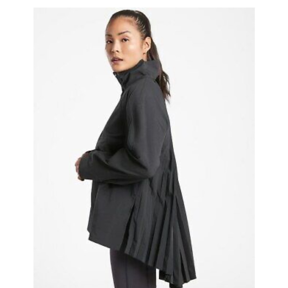 Black Athleta Sojourn Top with back pleats.  Small but fits like a large.